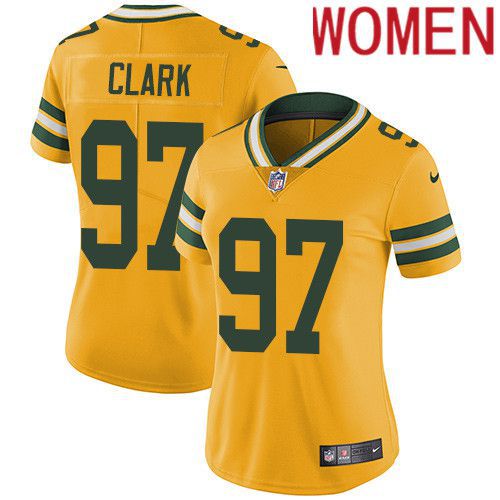 Women Green Bay Packers #97 Kenny Clark Yellow Nike Vapor Limited NFL Jersey